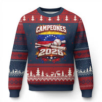Venezuela Campeones 2026 Baseball Championship Ugly Christmas Sweater Vintage Venezuelan Flag