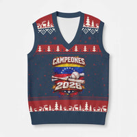 Venezuela Campeones 2026 Baseball Championship V-Neck Knit Sweater Vest Vintage Venezuelan Flag
