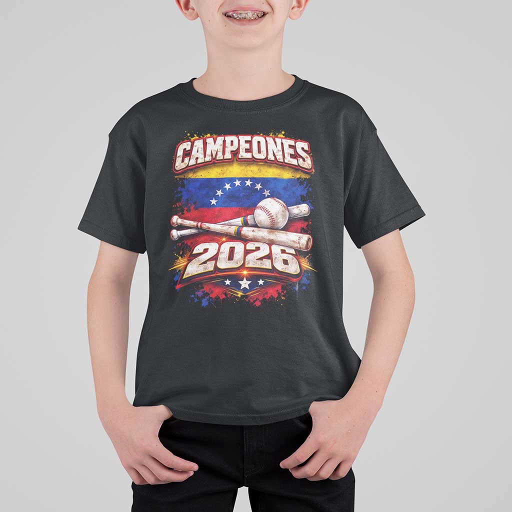 Venezuela Campeones 2026 Baseball Championship T Shirt For Kid Vintage Venezuelan Flag