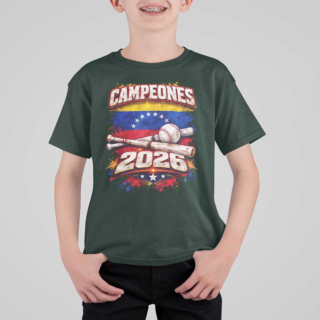 Venezuela Campeones 2026 Baseball Championship T Shirt For Kid Vintage Venezuelan Flag