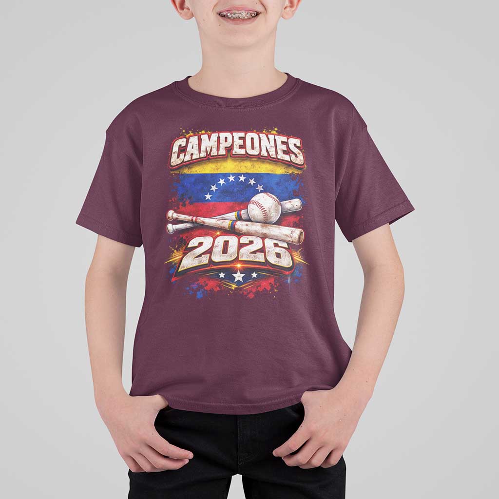 Venezuela Campeones 2026 Baseball Championship T Shirt For Kid Vintage Venezuelan Flag