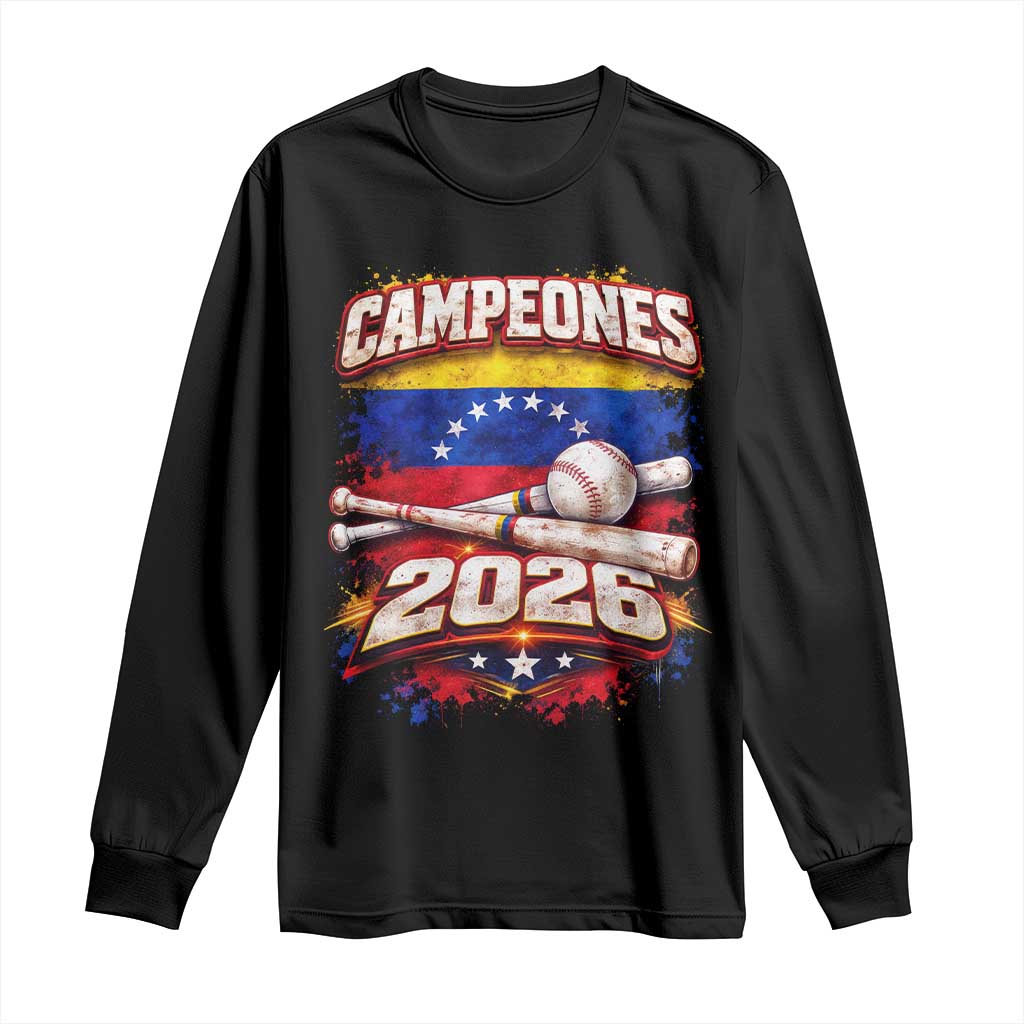 Venezuela Campeones 2026 Baseball Championship Long Sleeve Shirt Vintage Venezuelan Flag