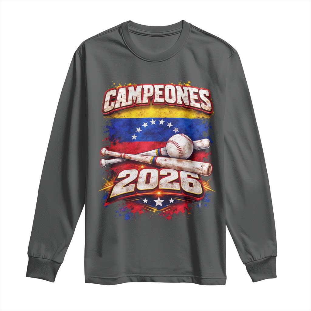 Venezuela Campeones 2026 Baseball Championship Long Sleeve Shirt Vintage Venezuelan Flag