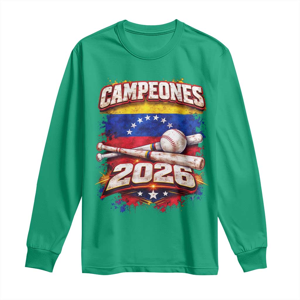 Venezuela Campeones 2026 Baseball Championship Long Sleeve Shirt Vintage Venezuelan Flag