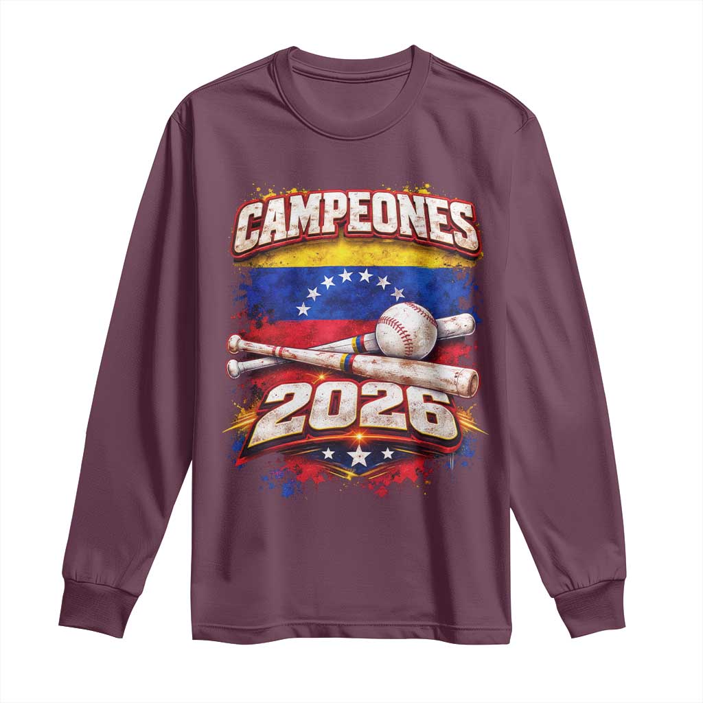 Venezuela Campeones 2026 Baseball Championship Long Sleeve Shirt Vintage Venezuelan Flag