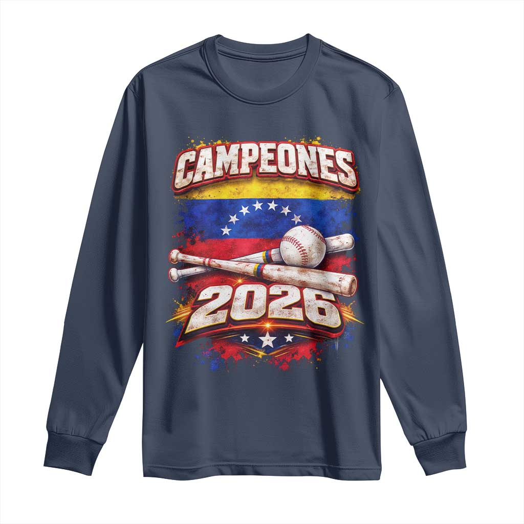 Venezuela Campeones 2026 Baseball Championship Long Sleeve Shirt Vintage Venezuelan Flag