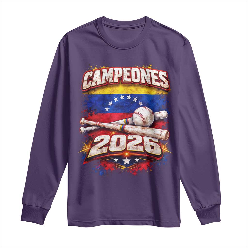 Venezuela Campeones 2026 Baseball Championship Long Sleeve Shirt Vintage Venezuelan Flag