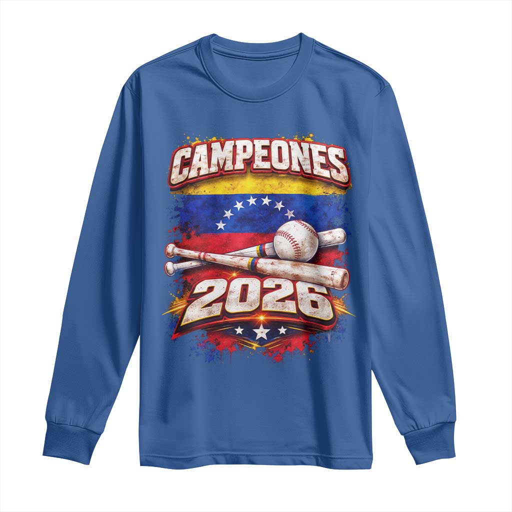 Venezuela Campeones 2026 Baseball Championship Long Sleeve Shirt Vintage Venezuelan Flag