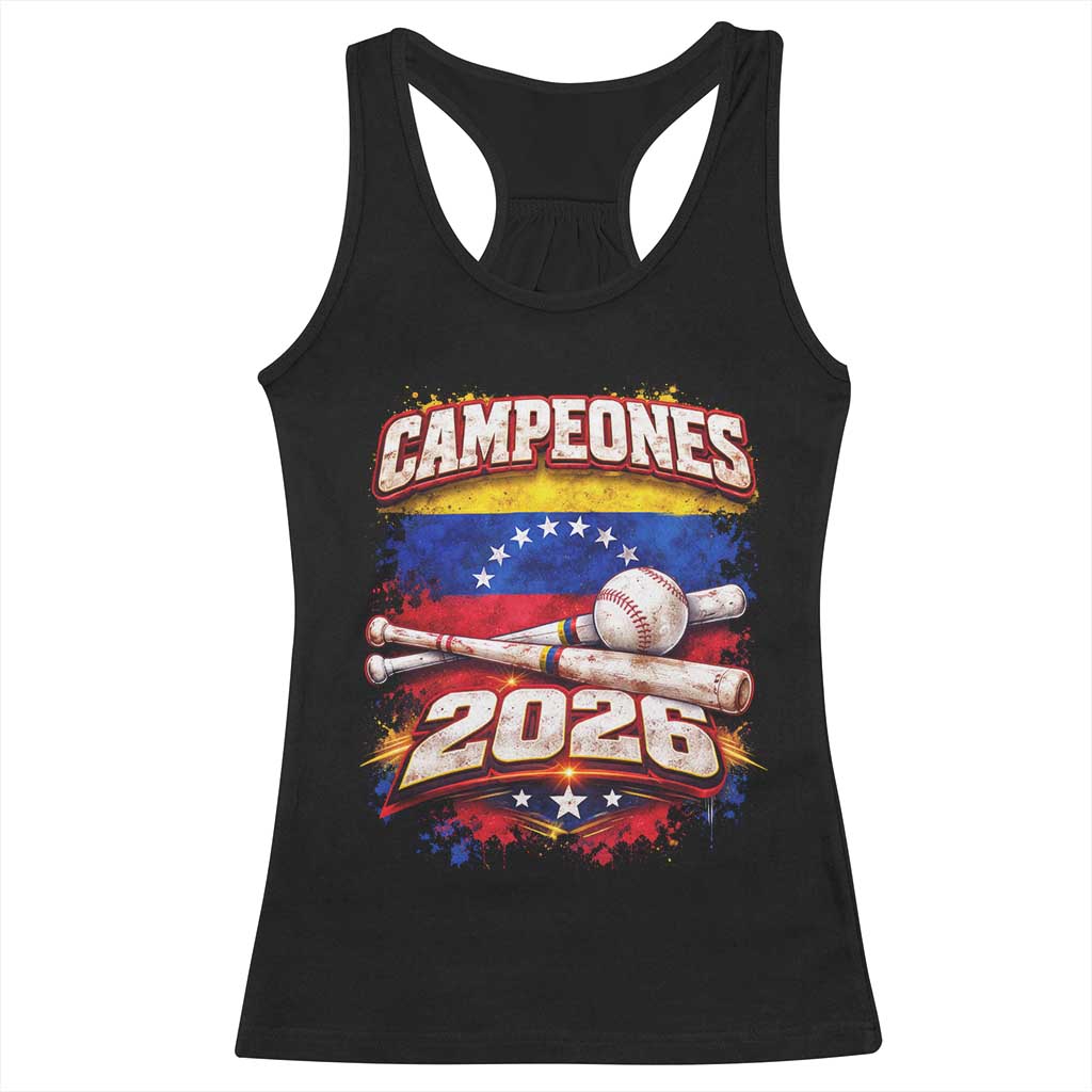 Venezuela Campeones 2026 Baseball Championship Racerback Tank Top Vintage Venezuelan Flag