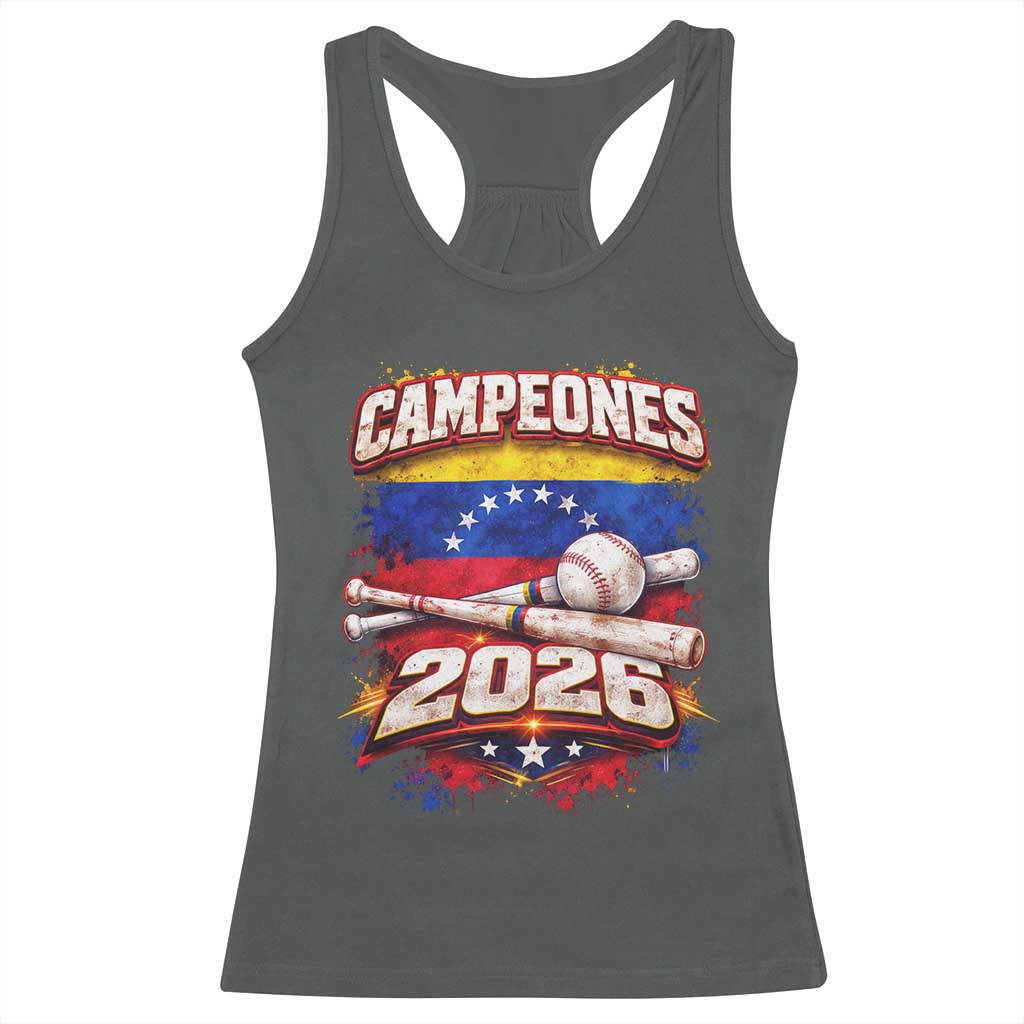 Venezuela Campeones 2026 Baseball Championship Racerback Tank Top Vintage Venezuelan Flag