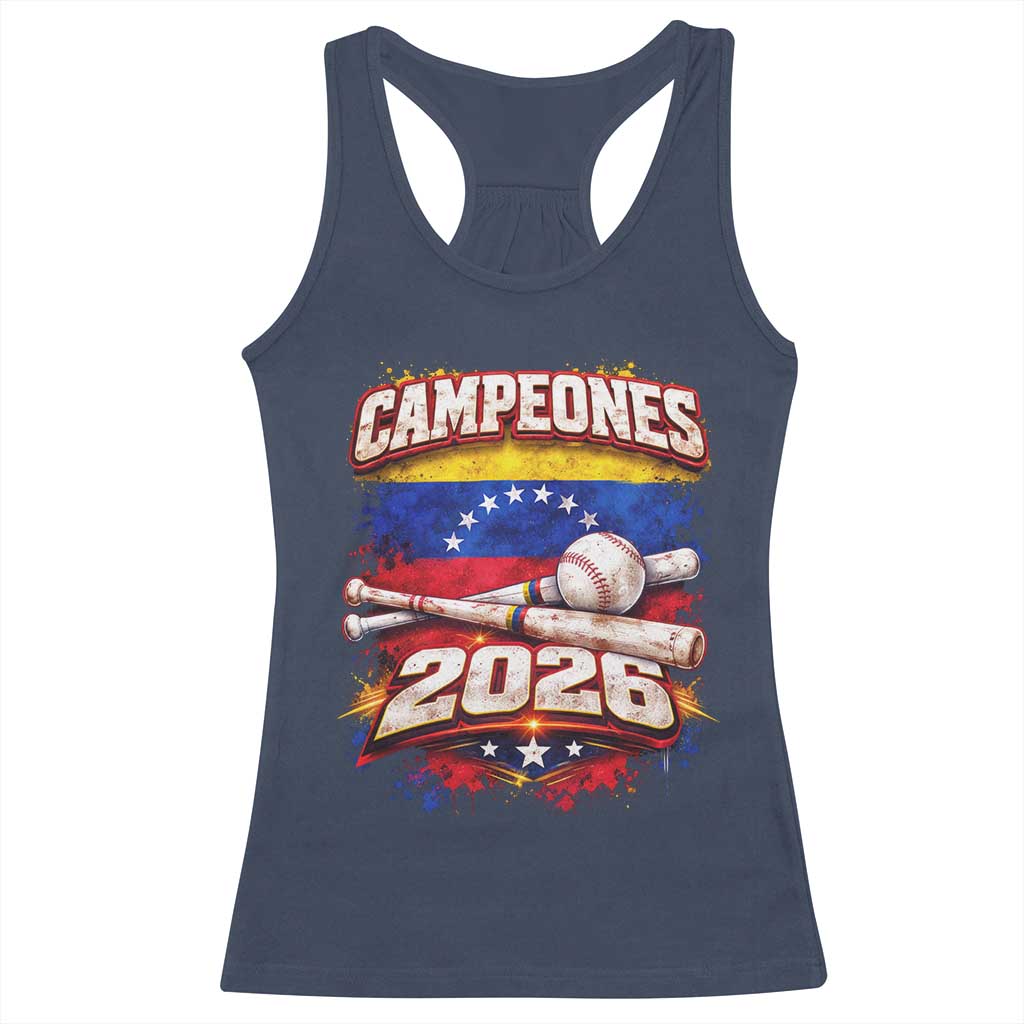 Venezuela Campeones 2026 Baseball Championship Racerback Tank Top Vintage Venezuelan Flag