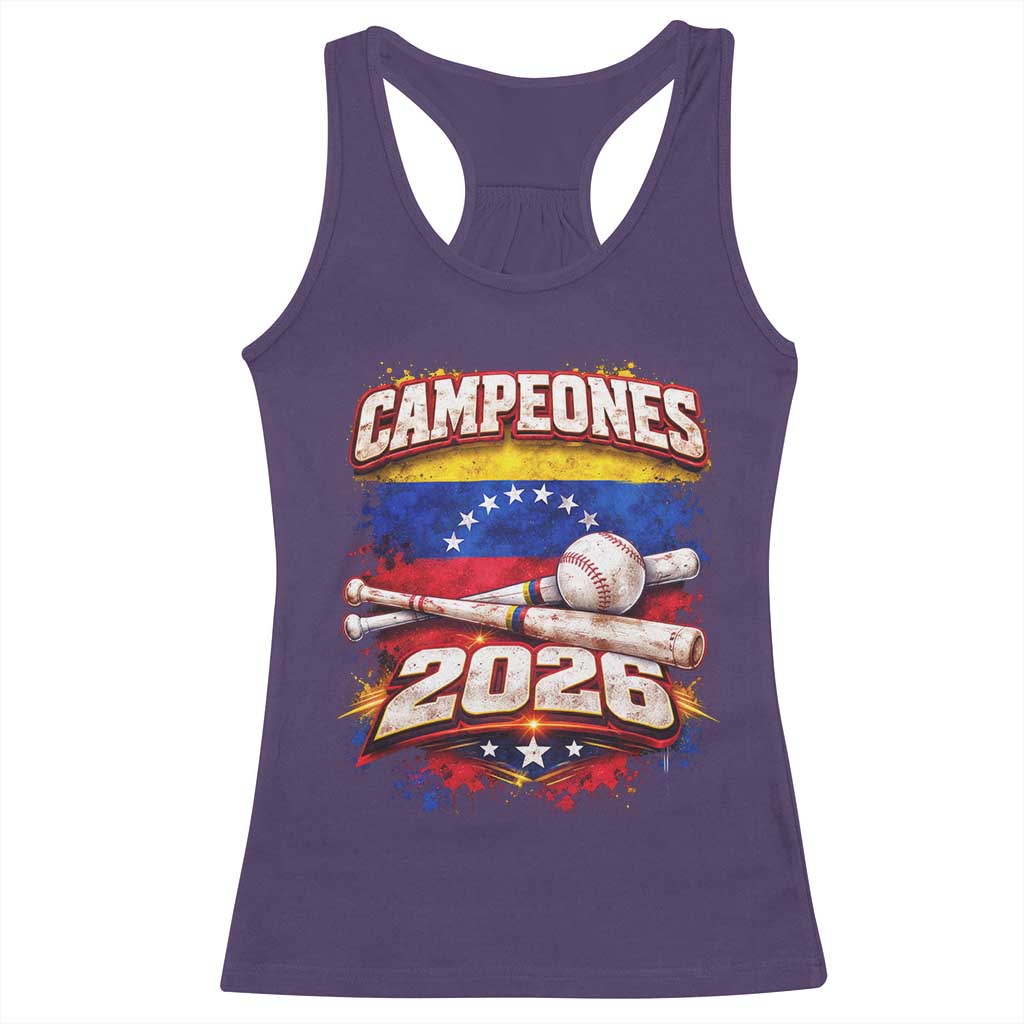 Venezuela Campeones 2026 Baseball Championship Racerback Tank Top Vintage Venezuelan Flag