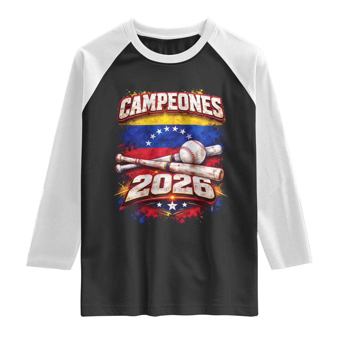 Venezuela Campeones 2026 Baseball Championship Raglan Shirt Vintage Venezuelan Flag