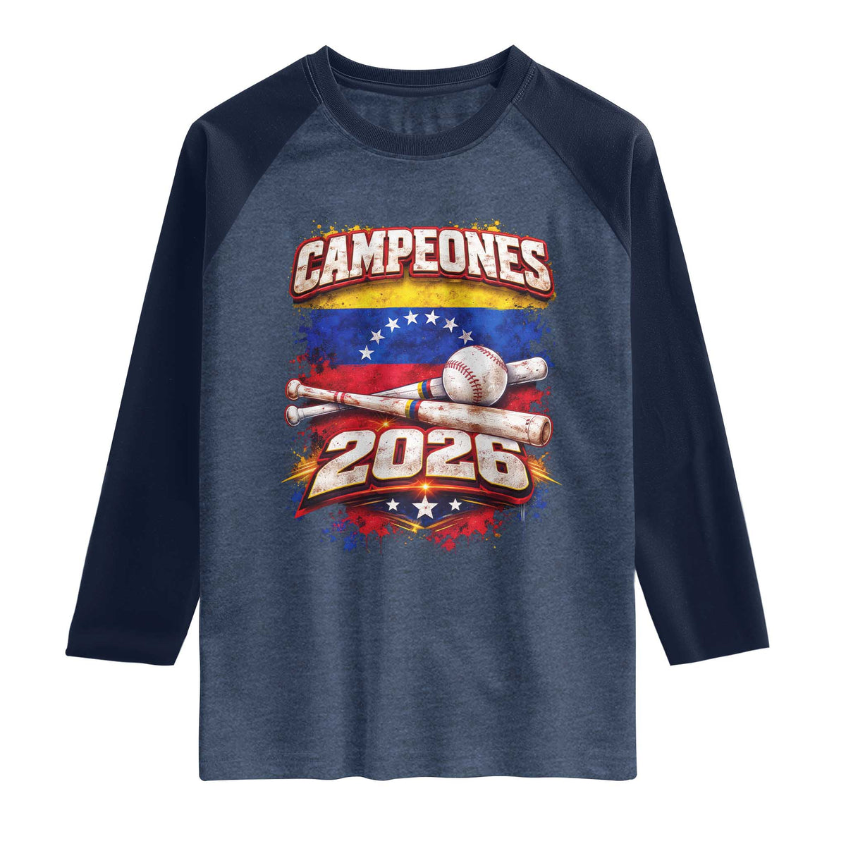 Venezuela Campeones 2026 Baseball Championship Raglan Shirt Vintage Venezuelan Flag