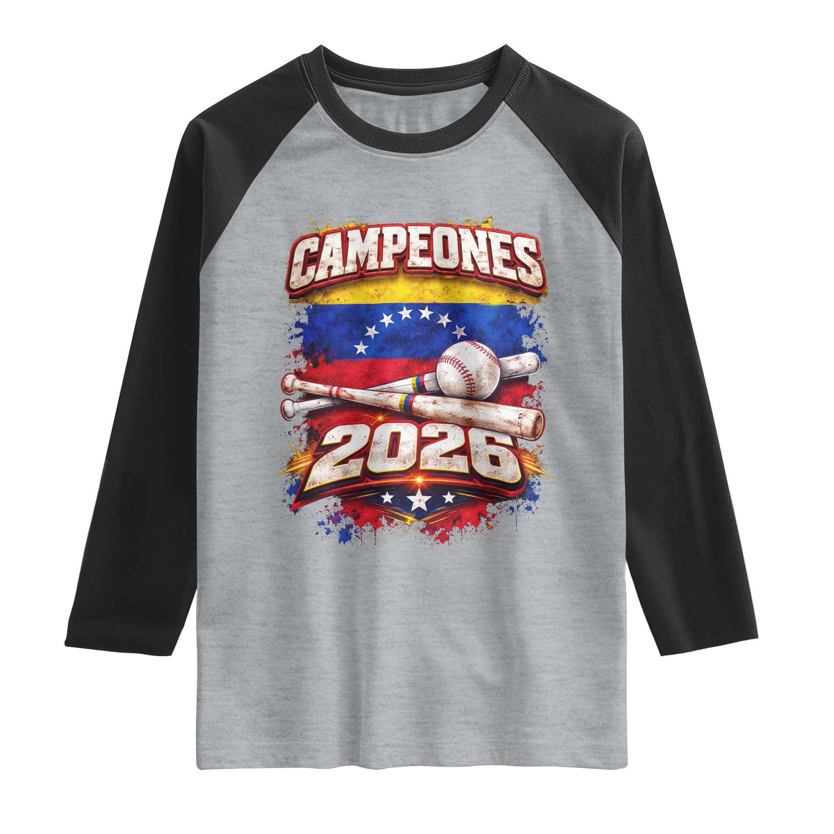 Venezuela Campeones 2026 Baseball Championship Raglan Shirt Vintage Venezuelan Flag