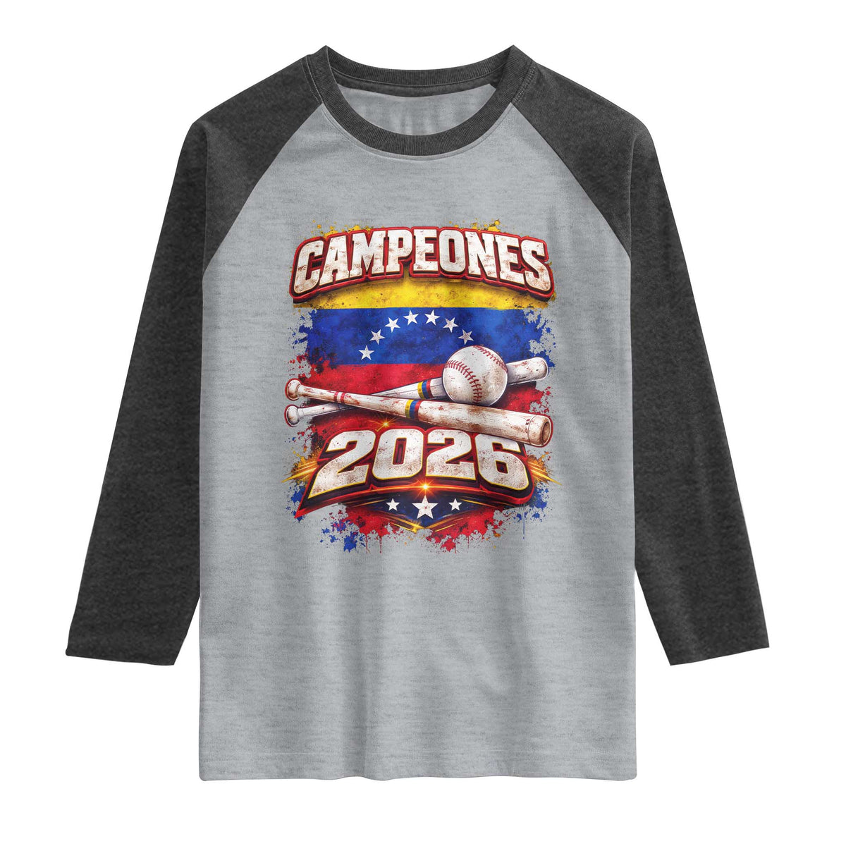 Venezuela Campeones 2026 Baseball Championship Raglan Shirt Vintage Venezuelan Flag