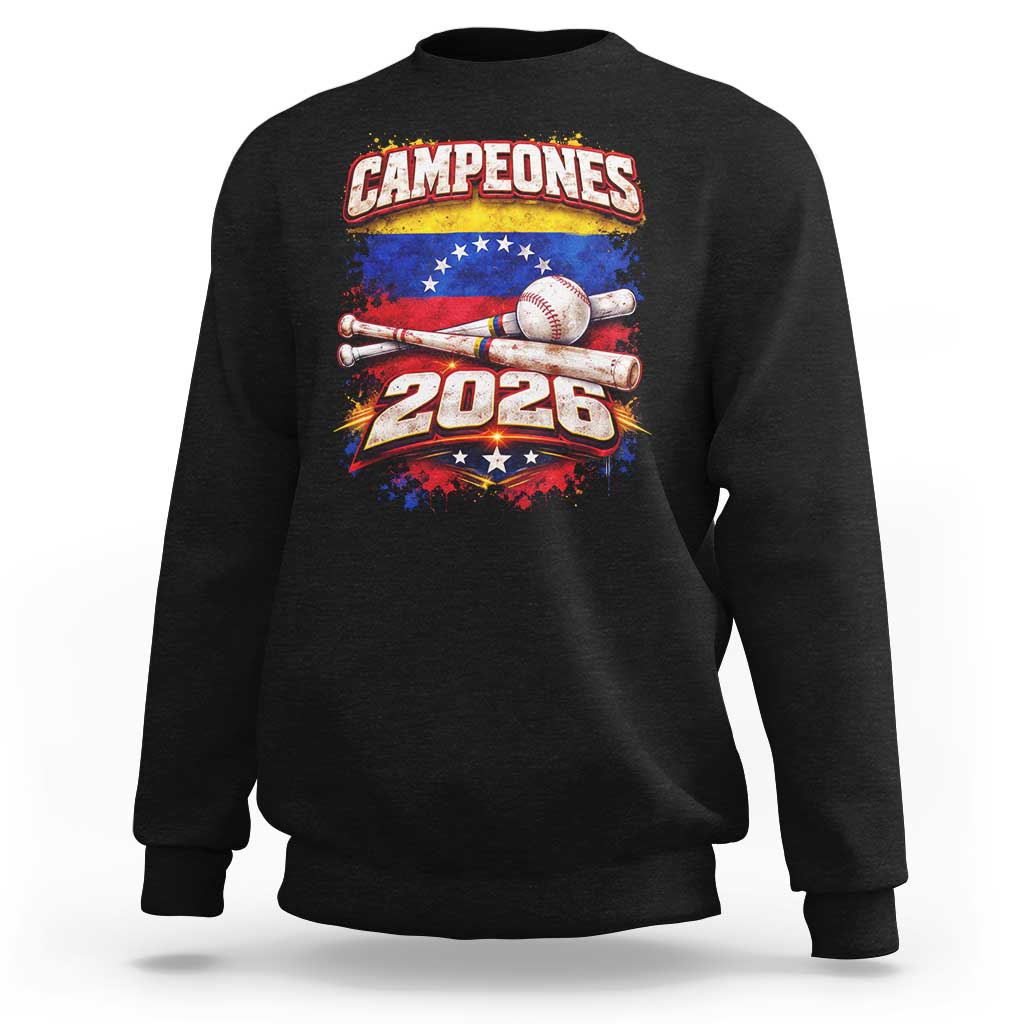 Venezuela Campeones 2026 Baseball Championship Sweatshirt Vintage Venezuelan Flag