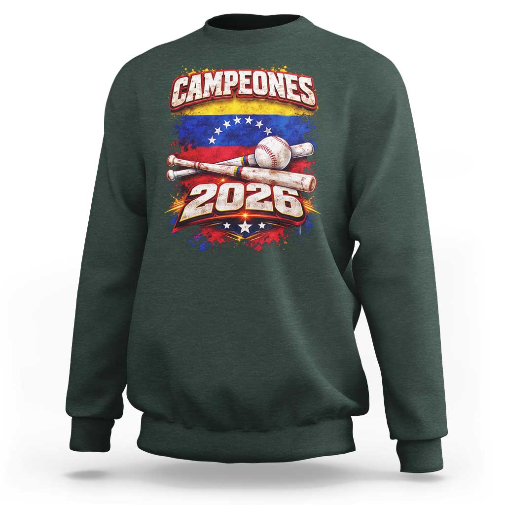 Venezuela Campeones 2026 Baseball Championship Sweatshirt Vintage Venezuelan Flag