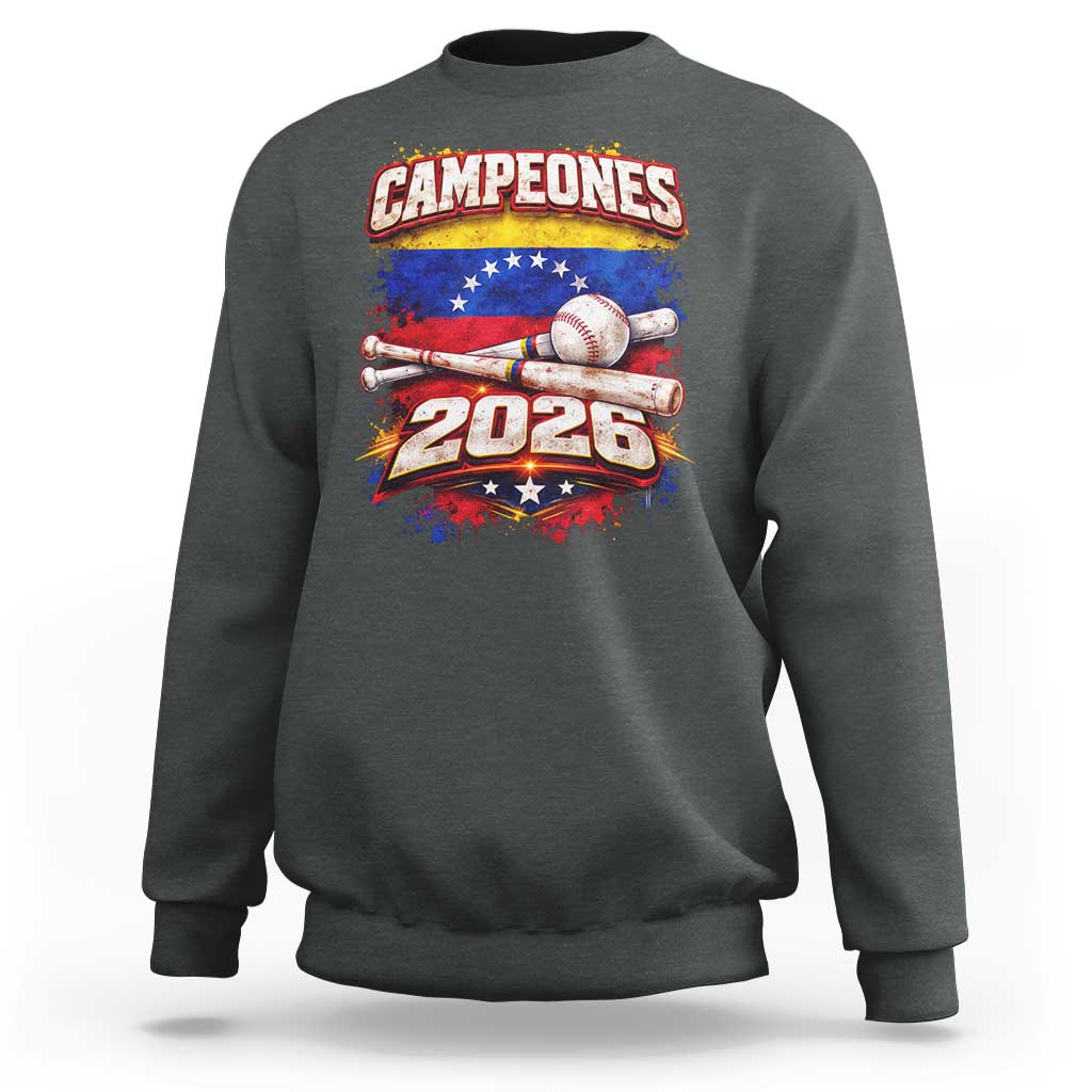 Venezuela Campeones 2026 Baseball Championship Sweatshirt Vintage Venezuelan Flag