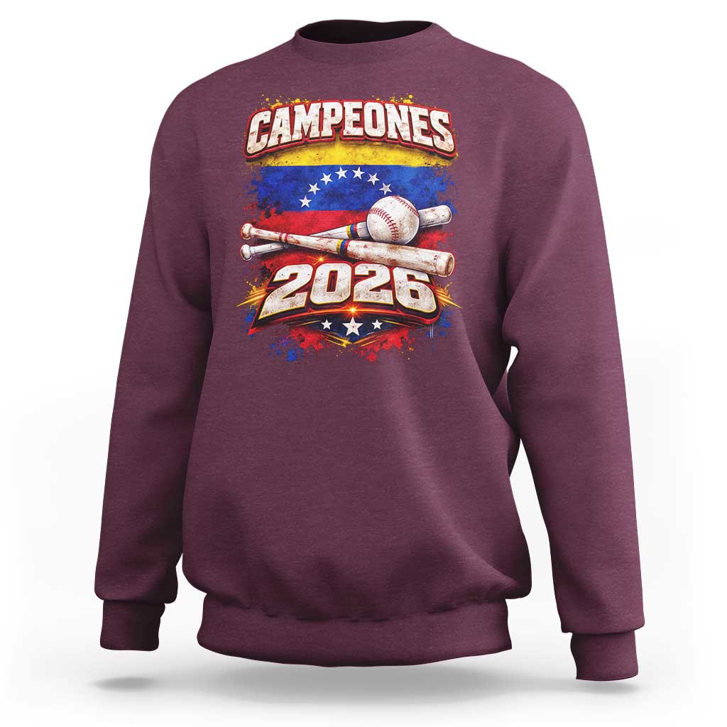 Venezuela Campeones 2026 Baseball Championship Sweatshirt Vintage Venezuelan Flag