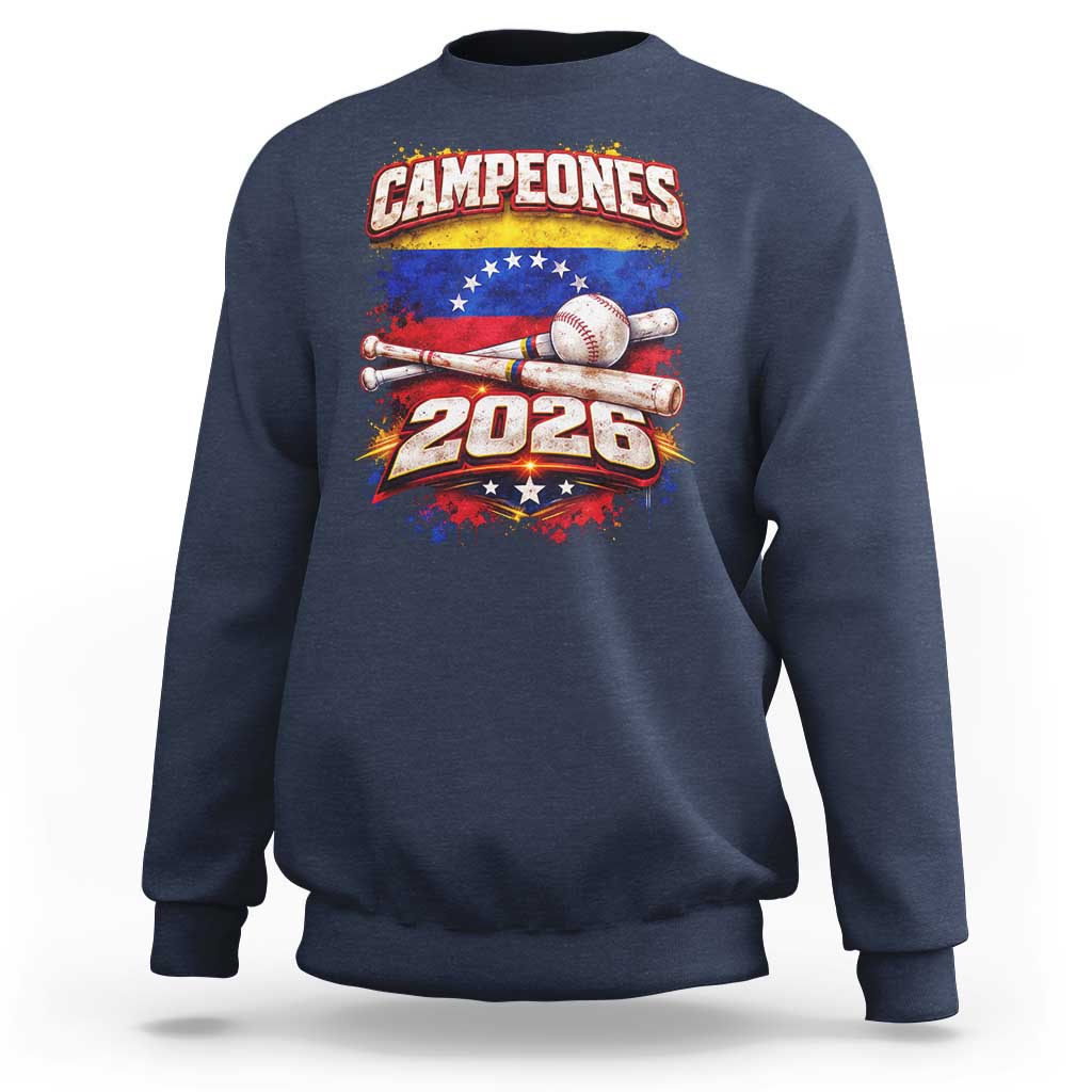 Venezuela Campeones 2026 Baseball Championship Sweatshirt Vintage Venezuelan Flag