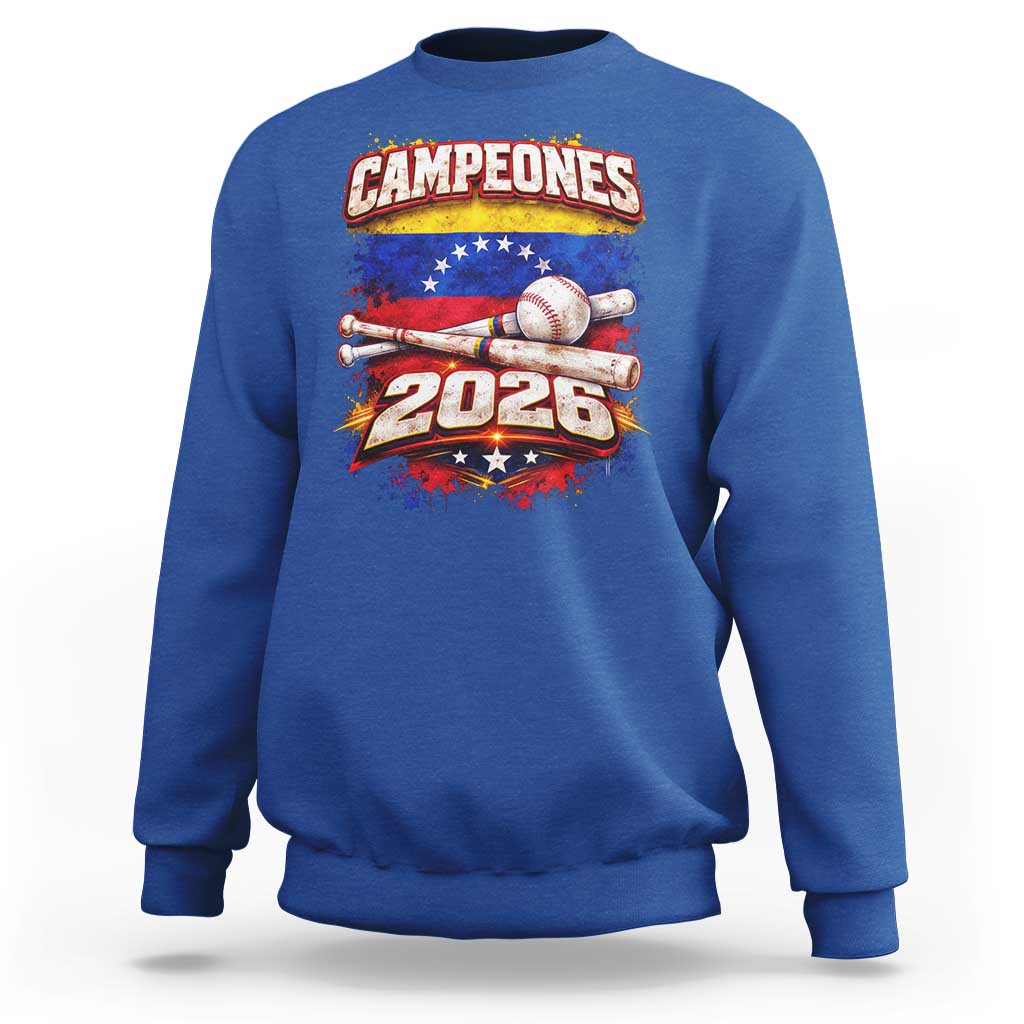 Venezuela Campeones 2026 Baseball Championship Sweatshirt Vintage Venezuelan Flag
