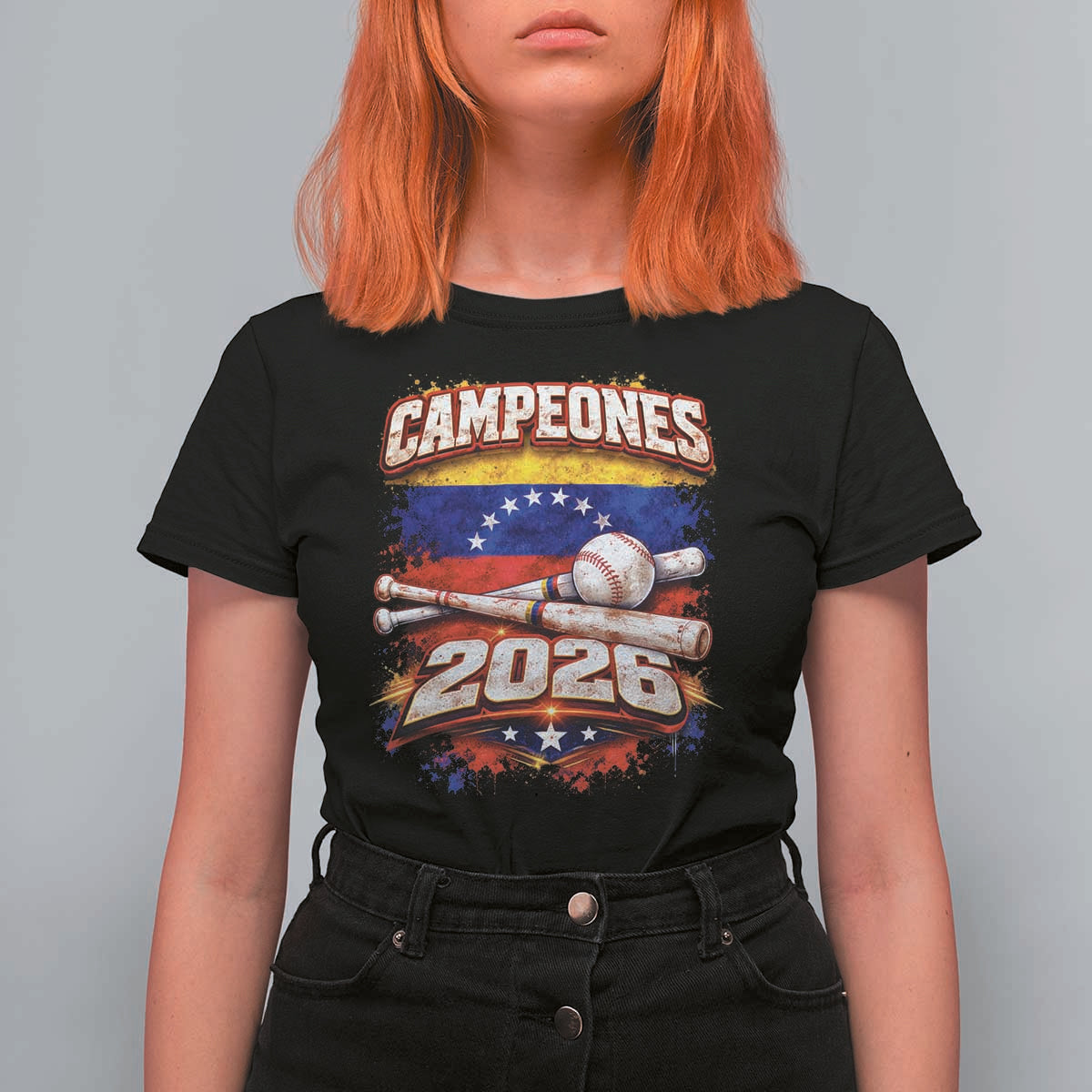 Venezuela Campeones 2026 Baseball Championship T Shirt For Women Vintage Venezuelan Flag
