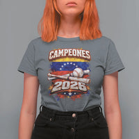 Venezuela Campeones 2026 Baseball Championship T Shirt For Women Vintage Venezuelan Flag