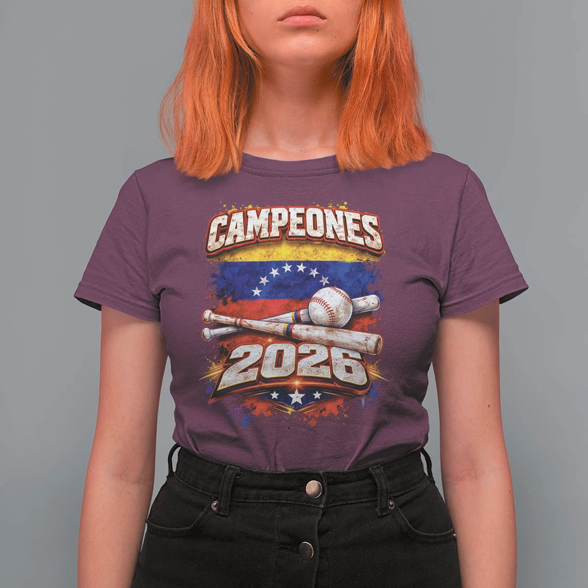 Venezuela Campeones 2026 Baseball Championship T Shirt For Women Vintage Venezuelan Flag