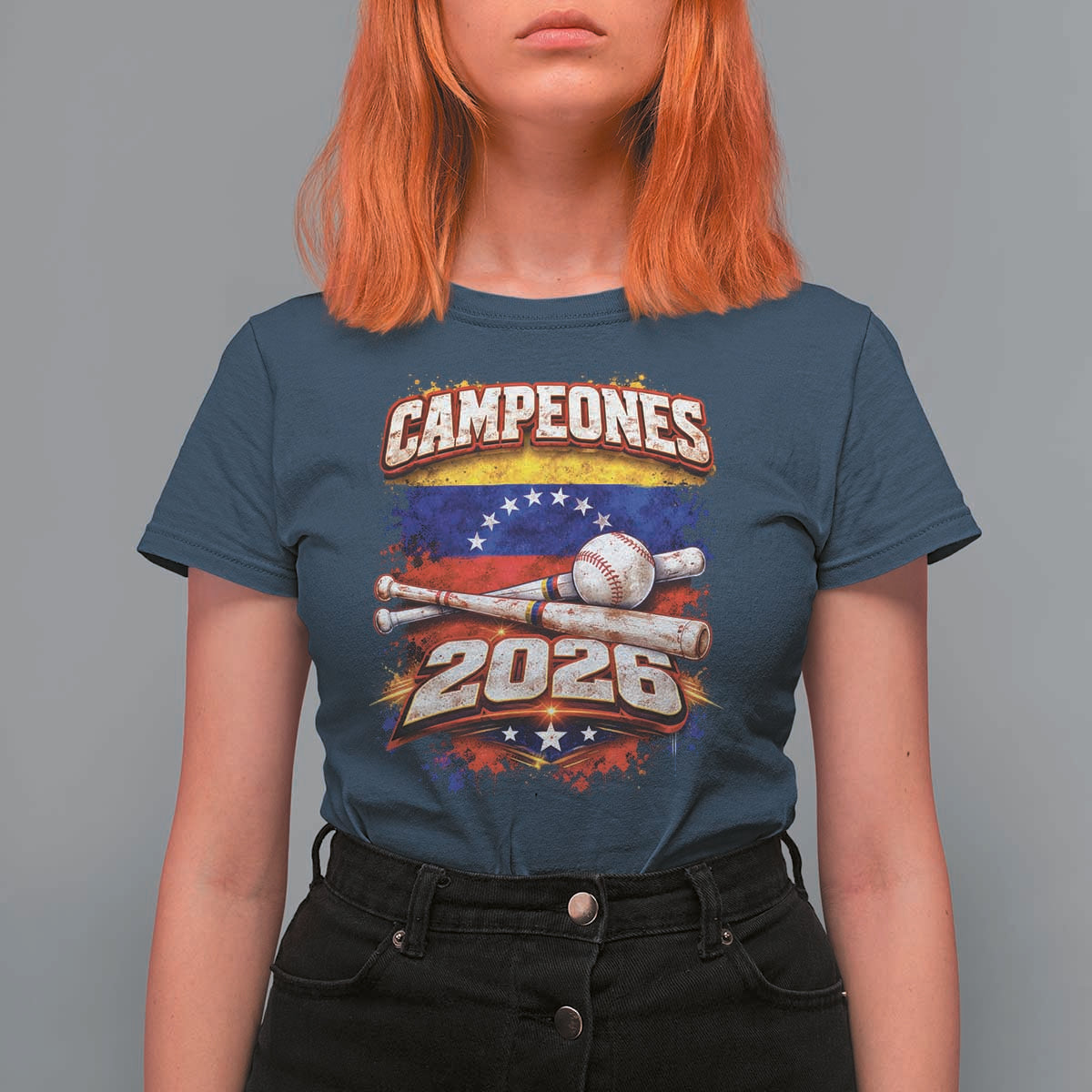 Venezuela Campeones 2026 Baseball Championship T Shirt For Women Vintage Venezuelan Flag