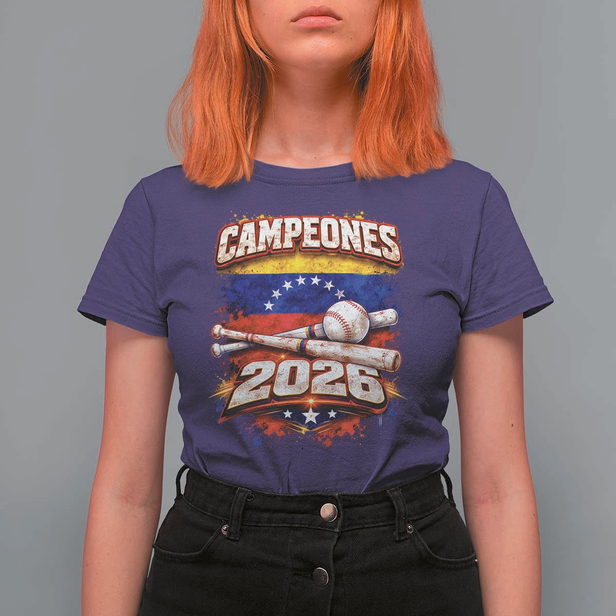 Venezuela Campeones 2026 Baseball Championship T Shirt For Women Vintage Venezuelan Flag
