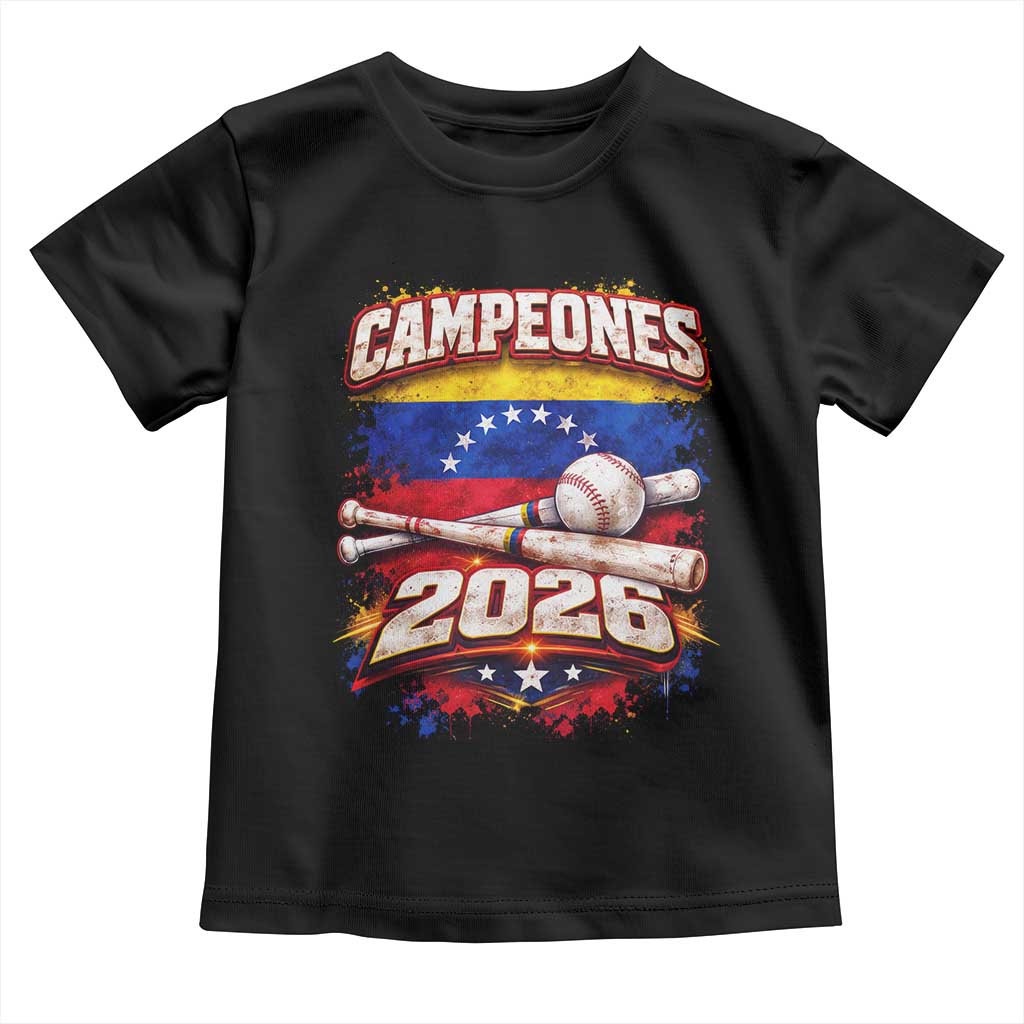 Venezuela Campeones 2026 Baseball Championship Toddler T Shirt Vintage Venezuelan Flag