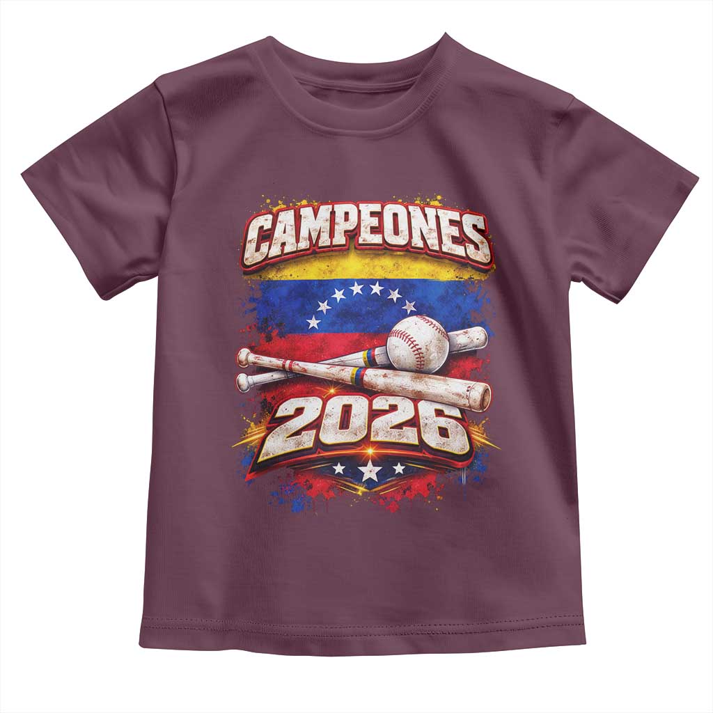 Venezuela Campeones 2026 Baseball Championship Toddler T Shirt Vintage Venezuelan Flag