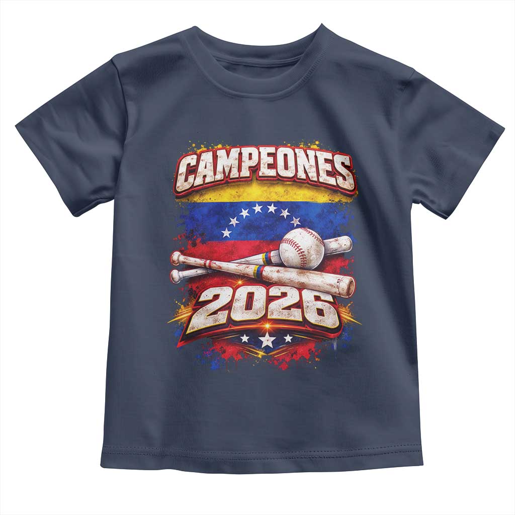 Venezuela Campeones 2026 Baseball Championship Toddler T Shirt Vintage Venezuelan Flag