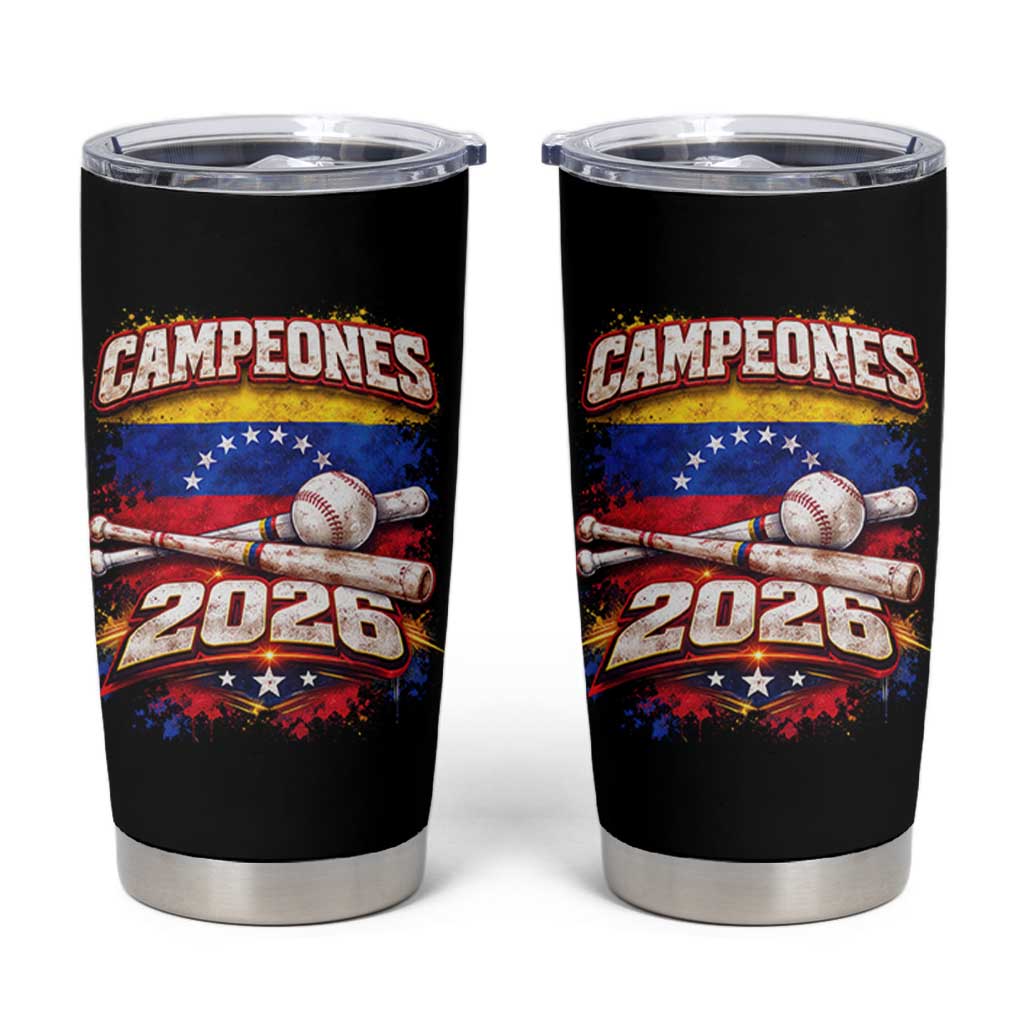 Venezuela Campeones 2026 Baseball Championship Tumbler Cup Vintage Venezuelan Flag