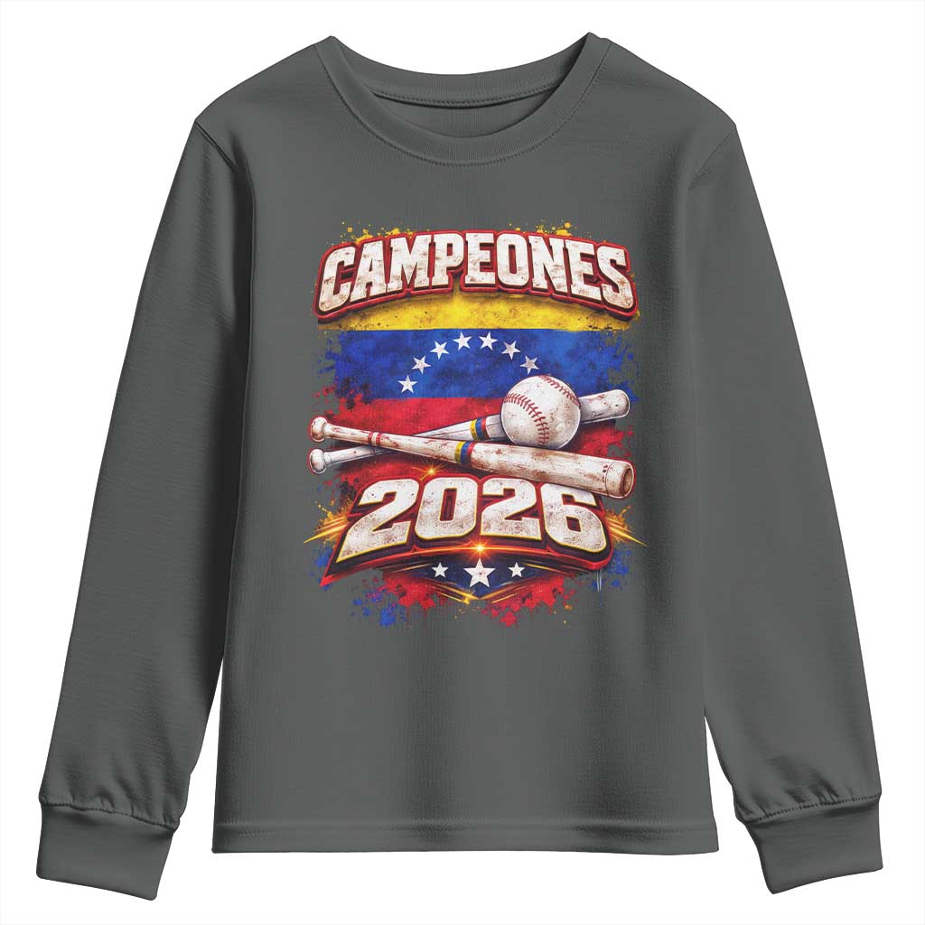 Venezuela Campeones 2026 Baseball Championship Youth Sweatshirt Vintage Venezuelan Flag