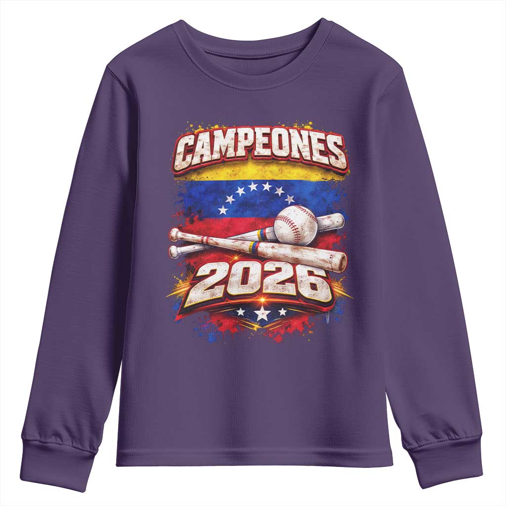 Venezuela Campeones 2026 Baseball Championship Youth Sweatshirt Vintage Venezuelan Flag