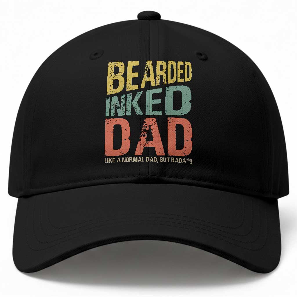 Funny Bearded Inked Dad Like A Normal Dad But Badass Baseball Cap Father's Day
