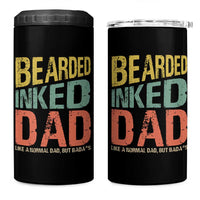 Funny Bearded Inked Dad Like A Normal Dad But Badass 4 in 1 Can Cooler Tumbler Father's Day