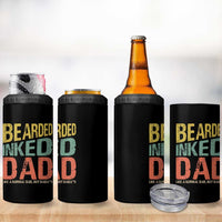 Funny Bearded Inked Dad Like A Normal Dad But Badass 4 in 1 Can Cooler Tumbler Father's Day
