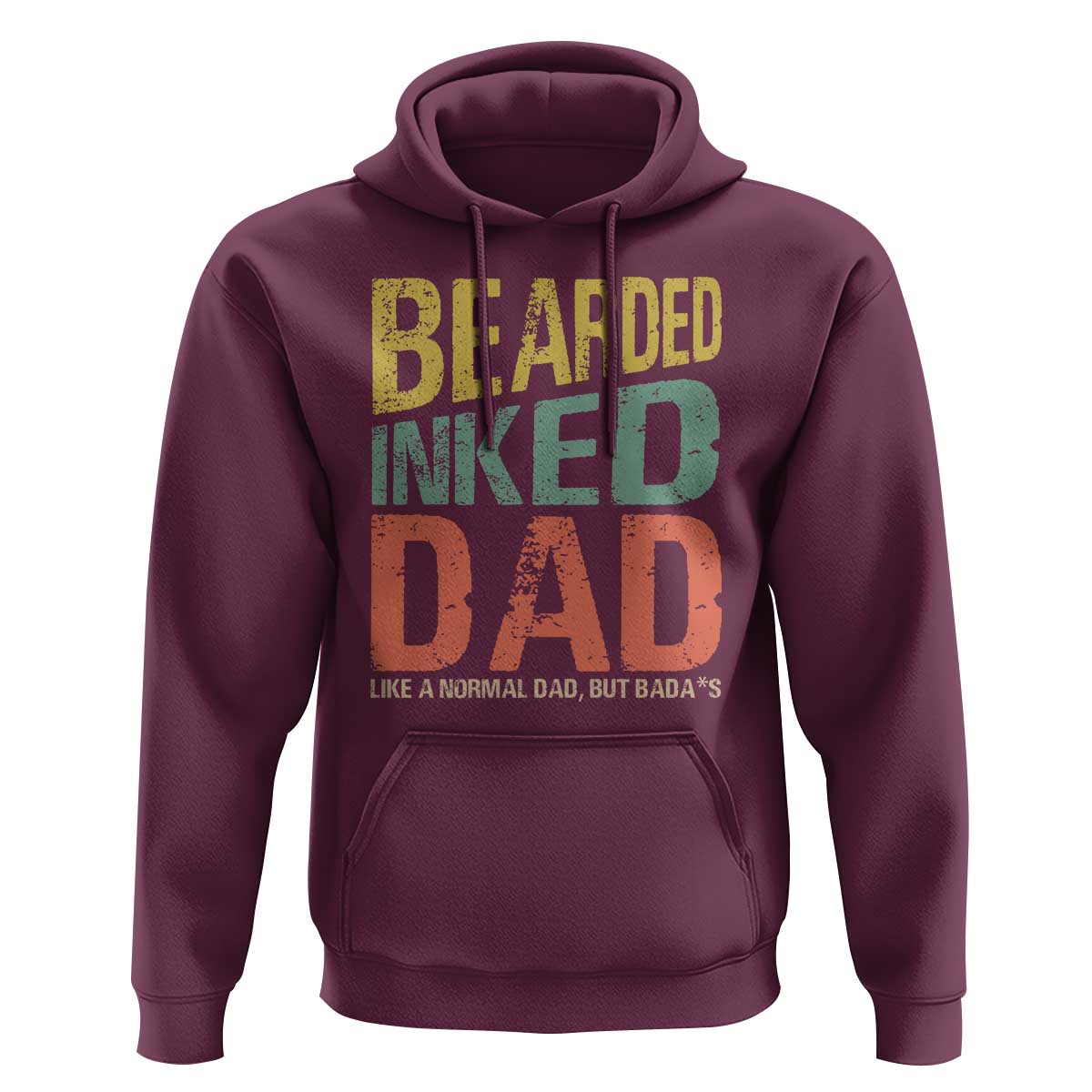 Funny Bearded Inked Dad Like A Normal Dad But Badass Hoodie Father's Day