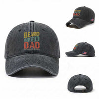 Funny Bearded Inked Dad Like A Normal Dad But Badass Washed Cotton Baseball Cap Father's Day