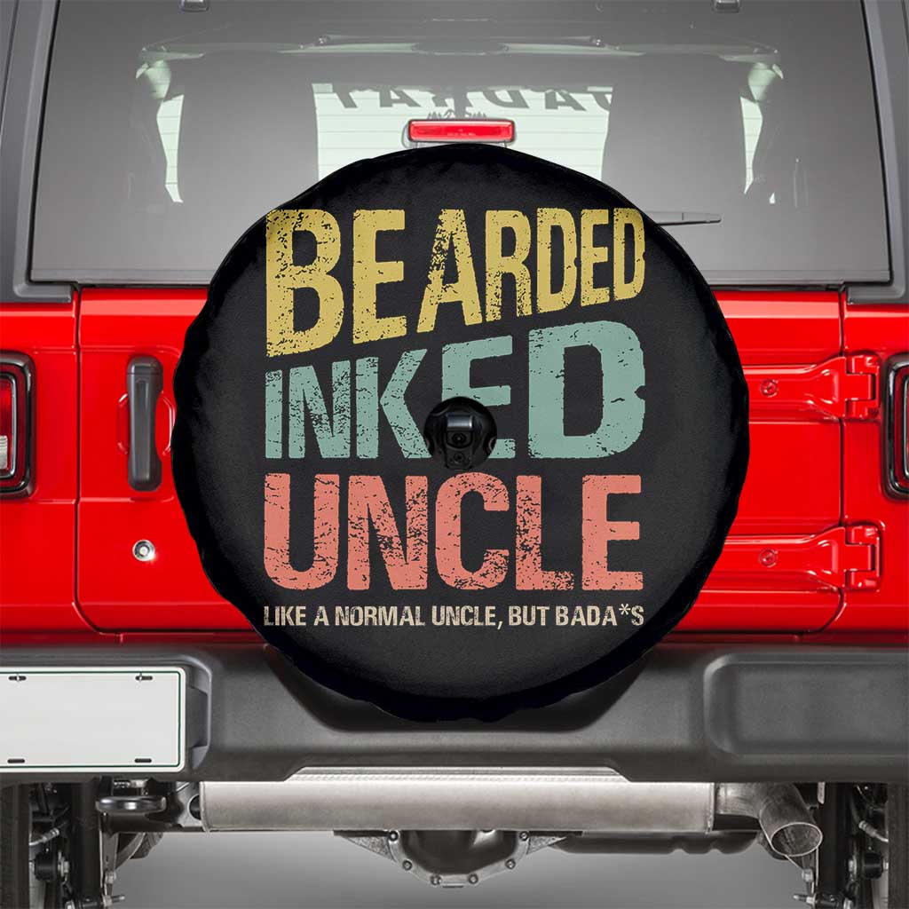 Funny Bearded Inked Uncle Like A Normal Uncle But Badass Spare Tire Cover Father's Day