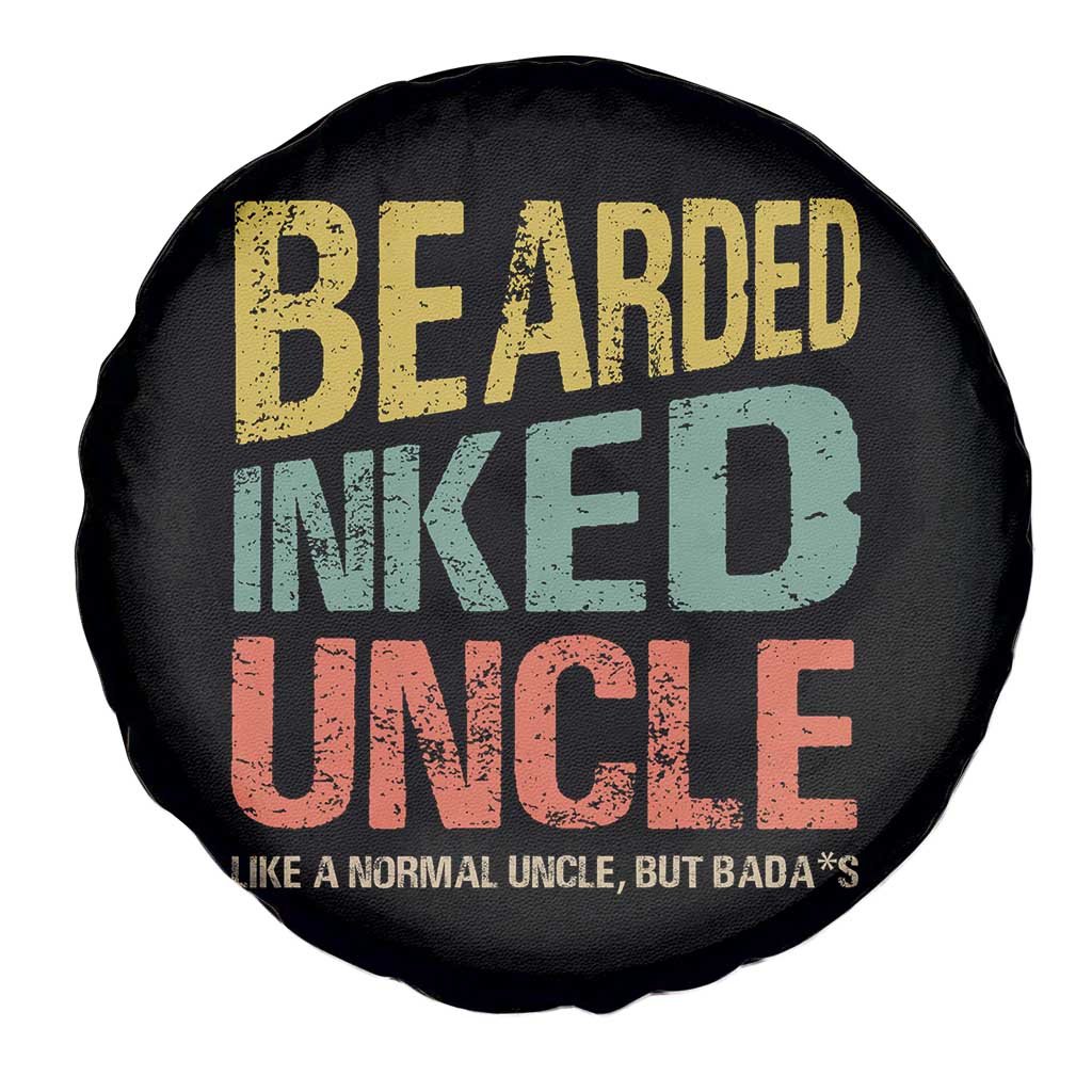 Funny Bearded Inked Uncle Like A Normal Uncle But Badass Spare Tire Cover Father's Day