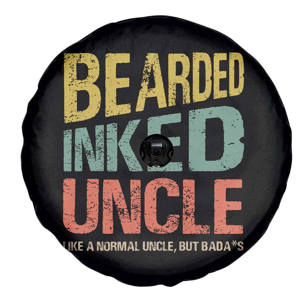 Funny Bearded Inked Uncle Like A Normal Uncle But Badass Spare Tire Cover Father's Day