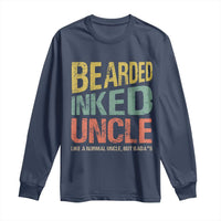 Funny Bearded Inked Uncle Like A Normal Uncle But Badass Long Sleeve Shirt Father's Day