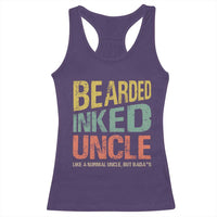 Funny Bearded Inked Uncle Like A Normal Uncle But Badass Racerback Tank Top Father's Day