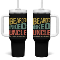 Funny Bearded Inked Uncle Like A Normal Uncle But Badass Tumbler With Handle Father's Day
