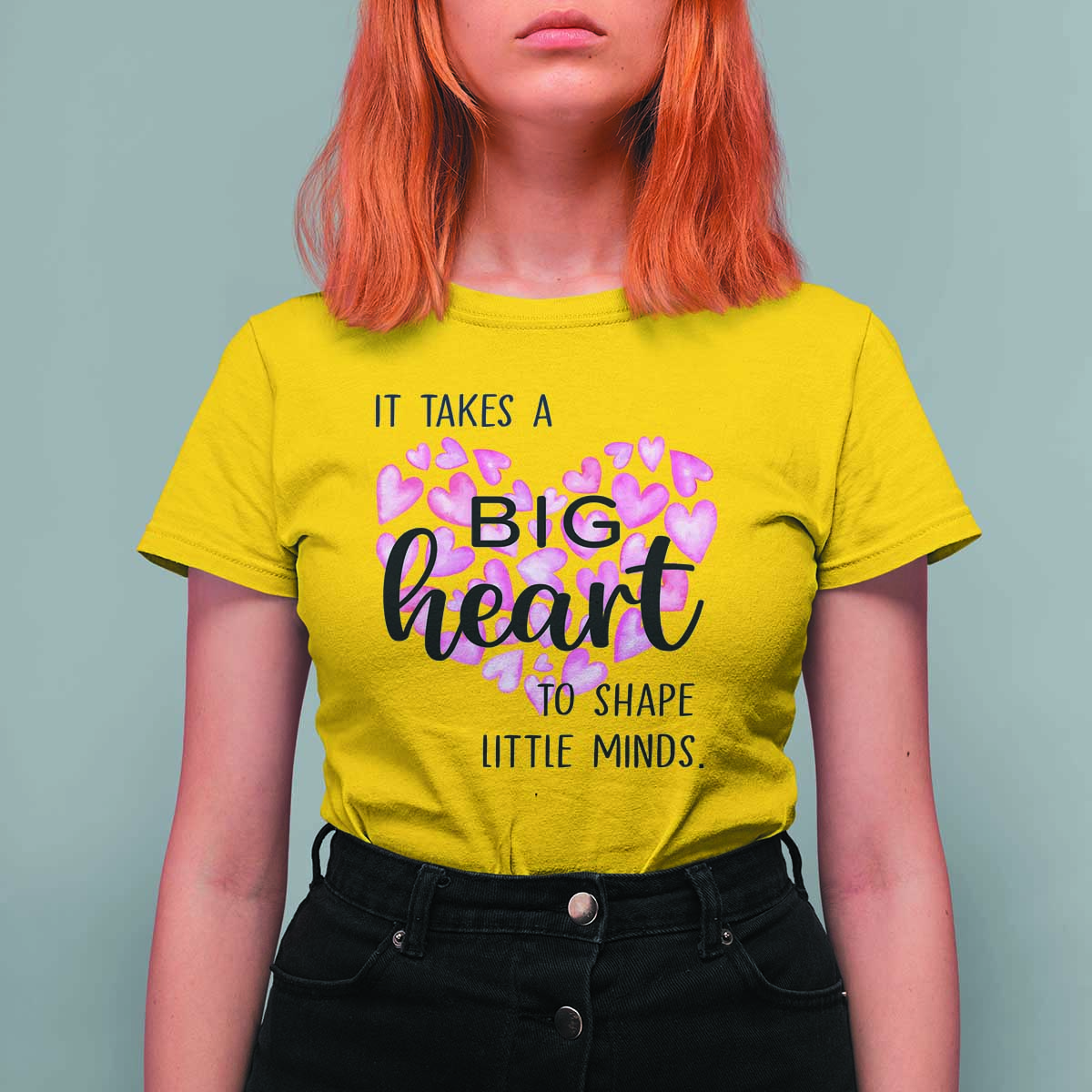 Teachers T Shirt For Women It Takes A Big Heart To Shape Little Minds Teacher Appreciation - Wonder Print Shop