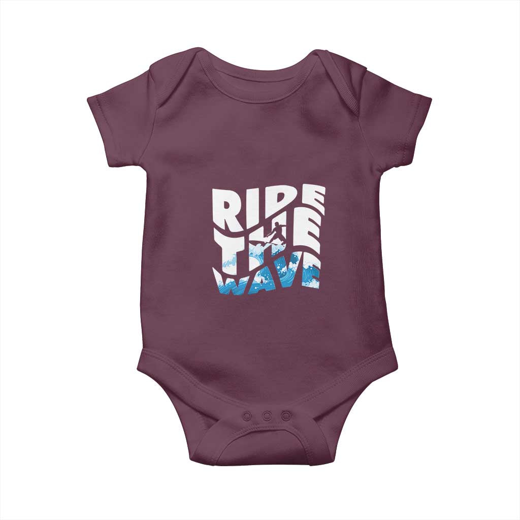 Surfing Baby Onesie Ride The Wave Surfer Boardsport Wave - Wonder Print Shop